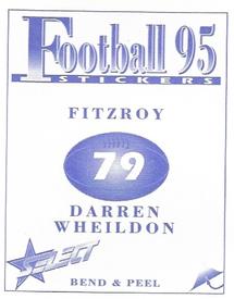 1995 Select AFL Stickers #79 Darren Wheildon Back